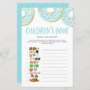 Blauwe Donuts Emoji Baby shower kinderboekenspel