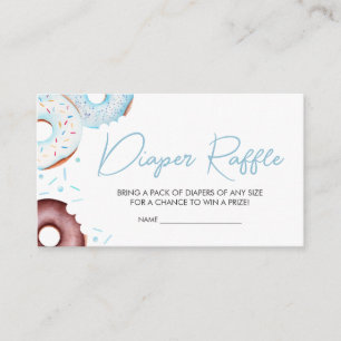 Blauwe Donuts en Luiers Baby shower Luier Raffle Informatiekaartje