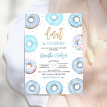 Blauwe Donuts en Luiers Baby Shower Uitnodiging
