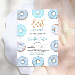 Blauwe Donuts en Luiers Baby Shower Uitnodiging