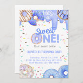 Blauwe donuts, hij is een lieve 1-zoontenjarige ui kaart (Voorkant / Achterkant)