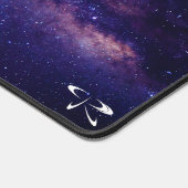 Blauwe donuts in de ruimte geometrische Muismat ma Bureaumat (Hoek)