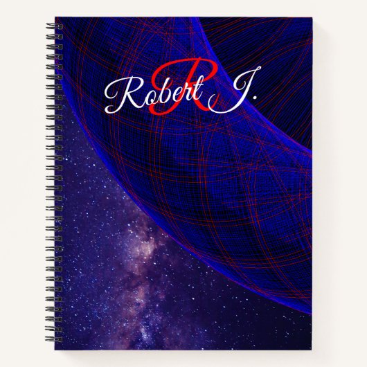 Blauwe Donuts In De Ruimte Spiraal Notebook Notitieboek (Voorkant)