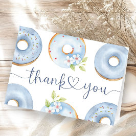 Blauwe Donuts Jongen Brunch Baby Shower Vouwde Dan Bedankkaart