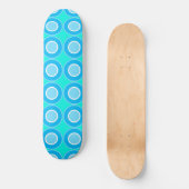 Blauwe donuts met vulling op turquoise persoonlijk skateboard (Voorkant)
