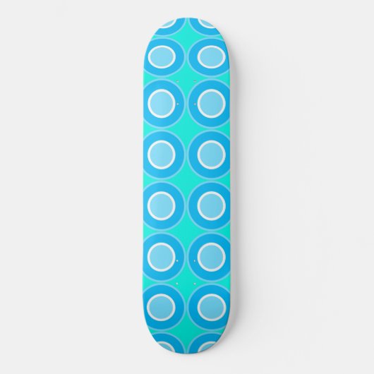 Blauwe donuts met vulling op turquoise persoonlijk skateboard (Voorkant)