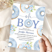 Blauwe Donuts Oh Boy Baby Shower Uitnodiging