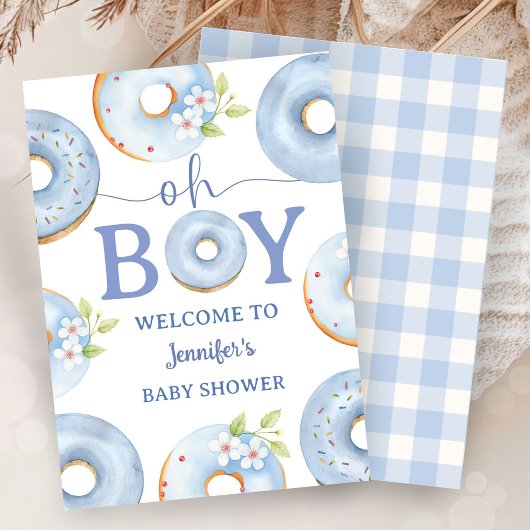 Blauwe Donuts Oh Boy Baby Shower Uitnodiging