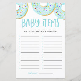 Blauwe donuts raden het Baby Baby shower spel