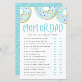 Blauwe Donuts raden wie Baby shower van mama of pa