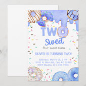 Blauwe donuts twee zoete jongen 2e verjaardag uitn kaart (Voorkant / Achterkant)