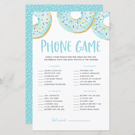 Blauwe donuts wat er op je Baby shower is. (Voorkant / Achterkant)