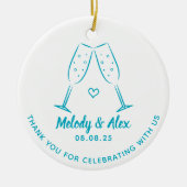 Blauwe Doodle Bril Bedankt voor de bruiloft Keramisch Ornament (Voorkant)