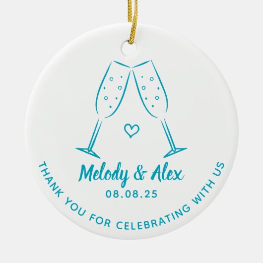 Blauwe Doodle Bril Bedankt voor de bruiloft Keramisch Ornament (Voorkant)