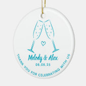 Blauwe Doodle Bril Bedankt voor de bruiloft Keramisch Ornament (Links)