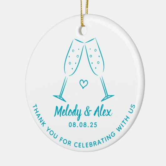 Blauwe Doodle Bril Bedankt voor de bruiloft Keramisch Ornament (Links)