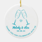 Blauwe Doodle Bril Bedankt voor de bruiloft Keramisch Ornament (Achterkant)