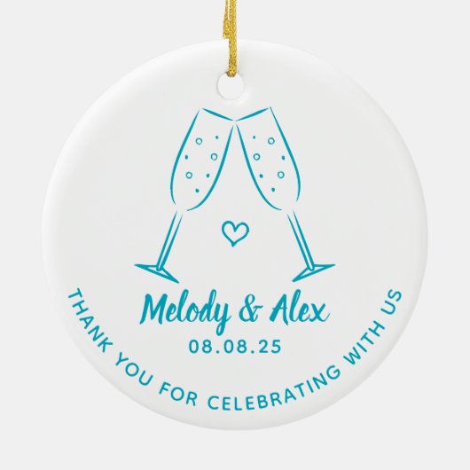 Blauwe Doodle Bril Bedankt voor de bruiloft Keramisch Ornament (Achterkant)