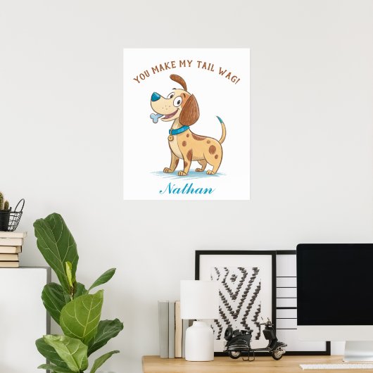Blauwe Doodle Speelse Pet, Floppy Eared Puppy Dog Poster (Thuiskantoor)
