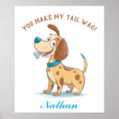 Blauwe Doodle Speelse Pet, Floppy Eared Puppy Dog Poster (Voorkant)