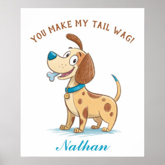 Blauwe Doodle Speelse Pet, Floppy Eared Puppy Dog Poster