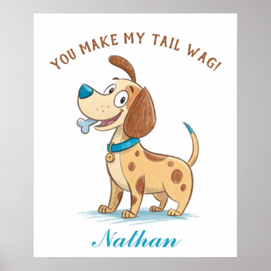 Blauwe Doodle Speelse Pet, Floppy Eared Puppy Dog Poster (Voorkant)