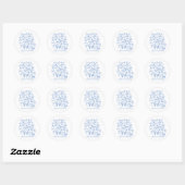 Blauwe Doodle Tropisch Bruidsfeest Viering Ronde Sticker (Vel)