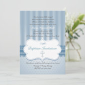 Blauwe doop Religieuze uitnodiging (Staand voorkant)