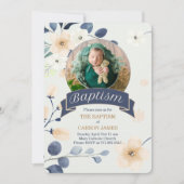 Blauwe Doop voor Baby Jongen Gele Bloesems Kaart (Voorkant)