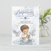 Blauwe doopduif Schattige jongetje biddende doop Kaart (Staand voorkant)