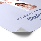 Blauwe Doopkruis 5 Foto Collage Jongen Doopfeest Poster (Hoek)