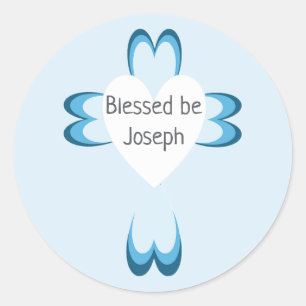Blauwe doopstickers voor jongens ronde sticker
