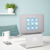 Blauwe doopstickers voor jongens sticker (Laptop op bureau)
