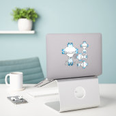 Blauwe doopstickers voor jongens sticker (Laptop op bureau)