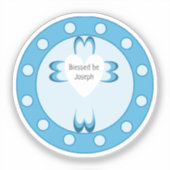 Blauwe doopstickers voor jongens sticker (Voorkant)