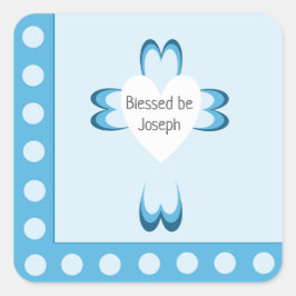 Blauwe doopstickers voor jongens vierkante sticker