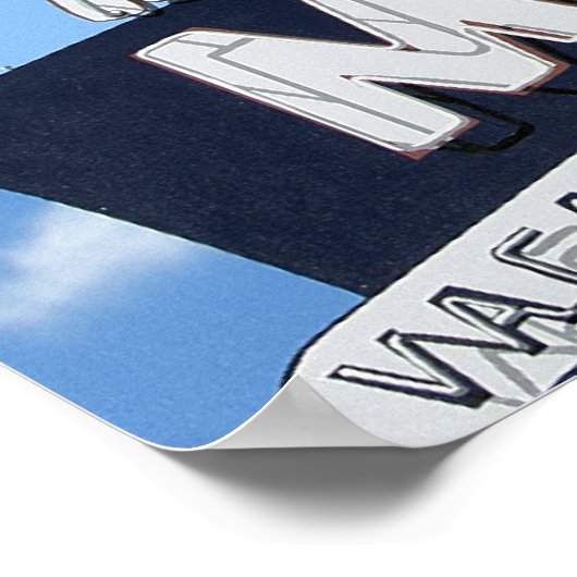 Blauwe doorslikte muis op Route 66 Retro Poster (Hoek)