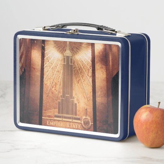 Blauwe doos met Empire State Building Foto (In situ)