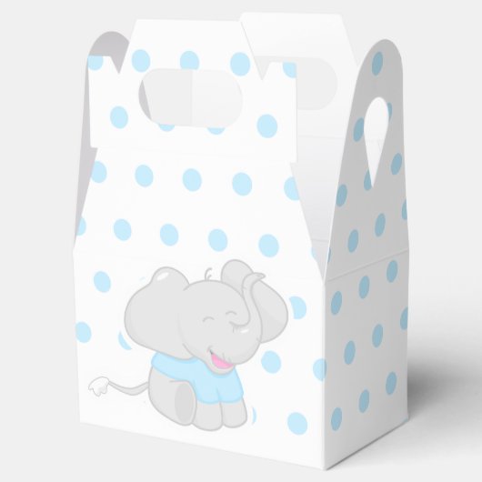 Blauwe doos met olifant Baby shower Bedankdoosjes (Geopend)