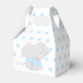 Blauwe doos met olifant Baby shower Bedankdoosjes (Voorkant Zijde)
