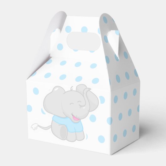 Blauwe doos met olifant Baby shower Bedankdoosjes (Voorkant Zijde)