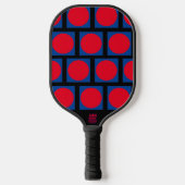 Blauwe doos, rode stip pickleball paddle (Voorkant)
