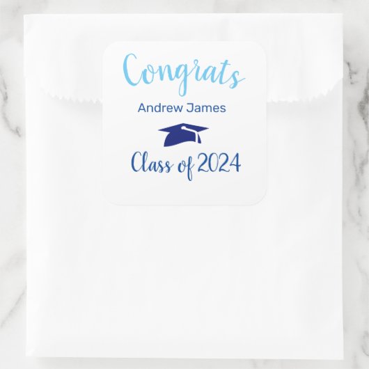 blauwe dop 2023 - Gefeliciteerd Vierkante Sticker (Tas)
