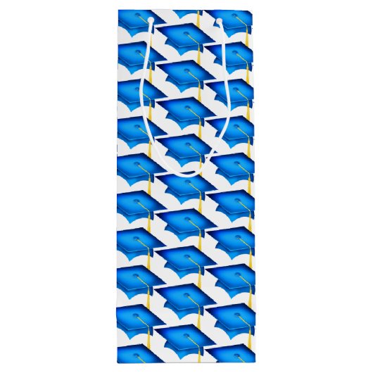 blauwe dopjes met goudbril wijn cadeautas (Achterkant)