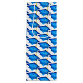 blauwe dopjes met goudbril wijn cadeautas (Voorkant)