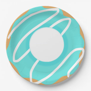 Blauwe Doughnut Papieren Bordje