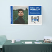 Blauwe dozen en foto-Afstuderen banner (Beurs)