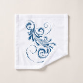 Blauwe draai op witte achtergrond bad handdoek (Wasdoekje)