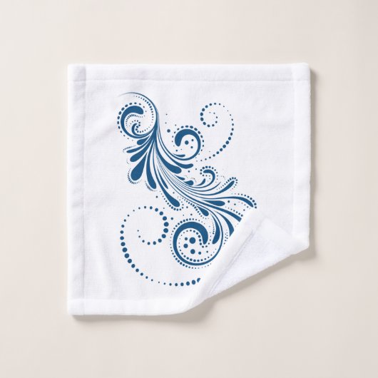 Blauwe draai op witte achtergrond bad handdoek (Wasdoekje)