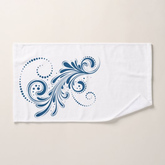 Blauwe draai op witte achtergrond bad handdoek (Handdoek)